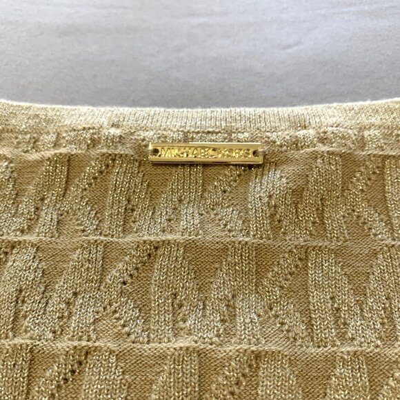 NWT Michael Kors Women Gold Textured Knit Tank Top. Size M. Sleeveless. V-Neck. - Picture 5 of 11